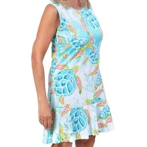 Ana Clare MJ SLEEVELESS PRINTED NAUTICAL FLOUNCE DRESS